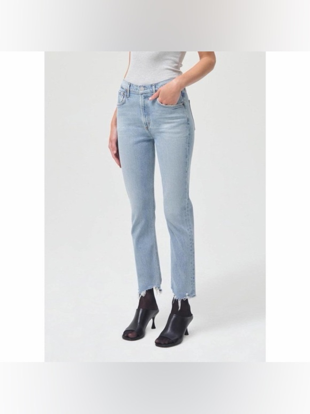 Agolde Jeans Womens 29 Merrel Slim Straight High Rise Distressed